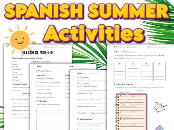 Spanish End of the Year Activity in Spanish A2 Spanish Summer Worksheet