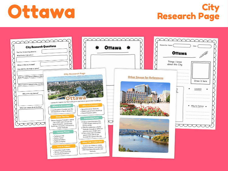 Ottawa City Research Project | Canada Capital City Worksheets