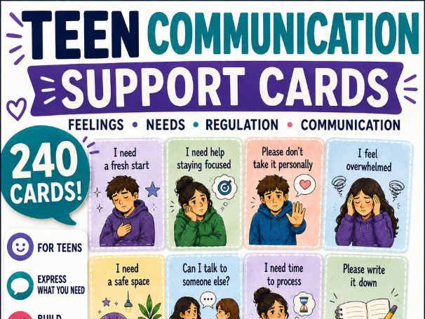 Teen Communication Support Cards | Emotional Regulation & Feelings Cards | Autism, ADHD & SEND