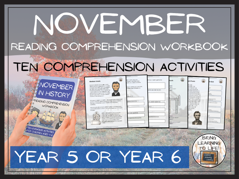 November in History Reading Comprehension Workbook | Year 5 or Year 6