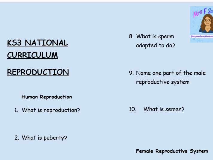KS3 Science Retrieval Practice – Reproduction (30 Questions + Answers)