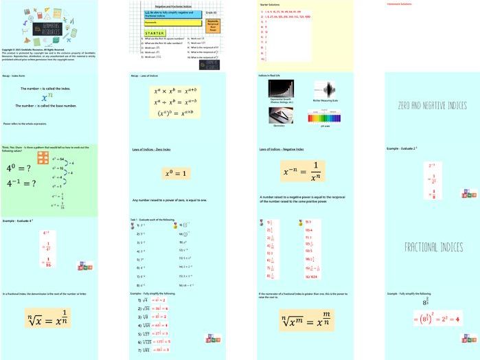 Negative and Fractional Indices - Maths GCSE Higher PowerPoint Lesson