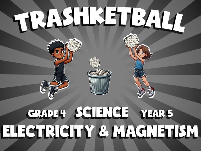 Electricity & Magnetism TRASHKETBALL Science Game | No-Prep Year 5 Review Activity