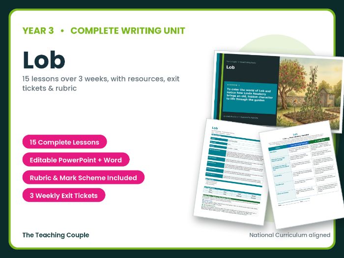 Lob | Year 3 English Unit | 15 Complete Lessons + Resources + Mark Scheme