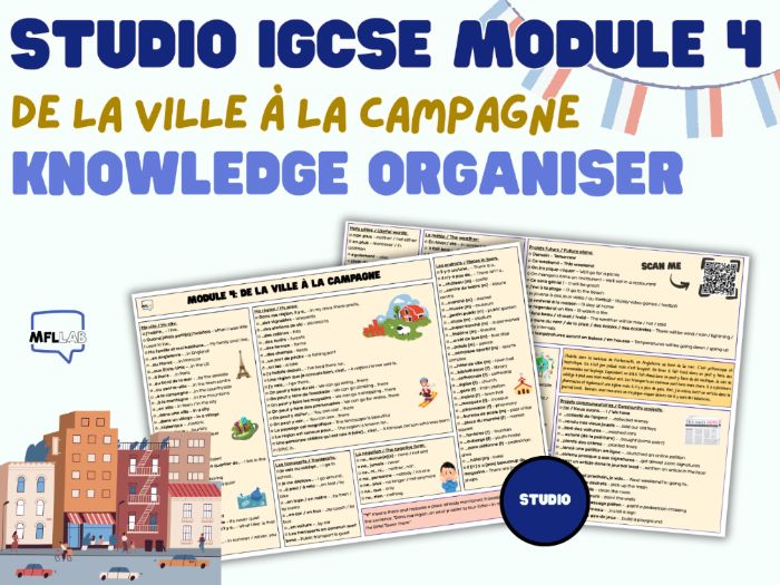 IGCSE Studio French Revisions Knowledge Organiser - Module 4: De la ville à la campagne