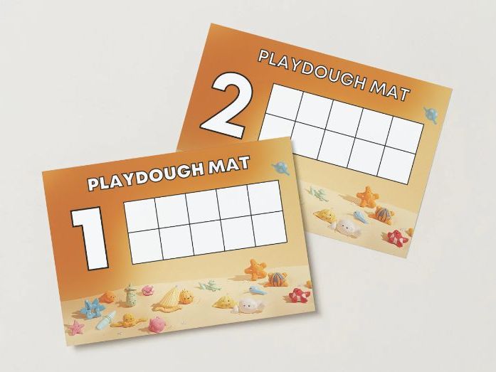 Beach Tens Frame - Playdough Mats