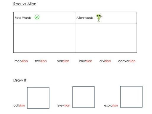 Phonics - sion sound worksheets - Resource bundle