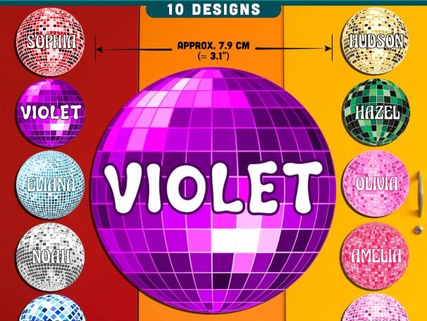 Groovy Classroom Decor, Editable Desk Name Plates, Retro Disco Ball Name Tags Pack