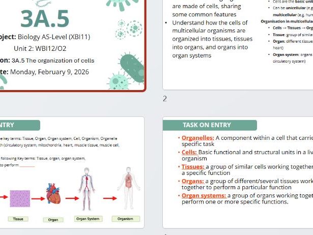 3A.5 The organization of cells Pearson Edexcel International A Level Biology