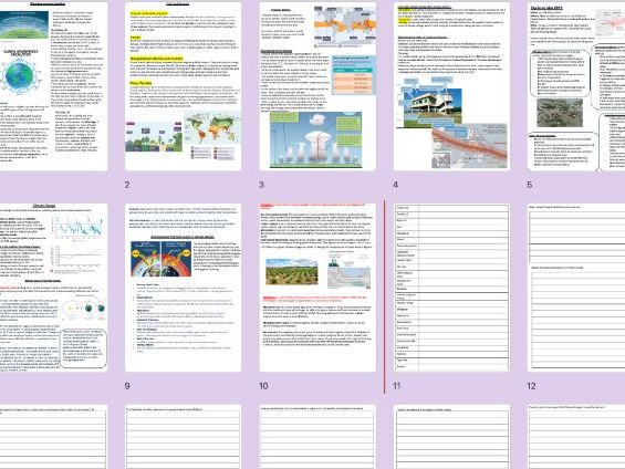Geography Weather and climate change GCSE Revision booklet with questions