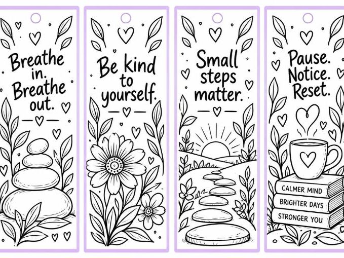 Mindful Colouring Sheets/ postcards and Bookmarks PSHE Form Time