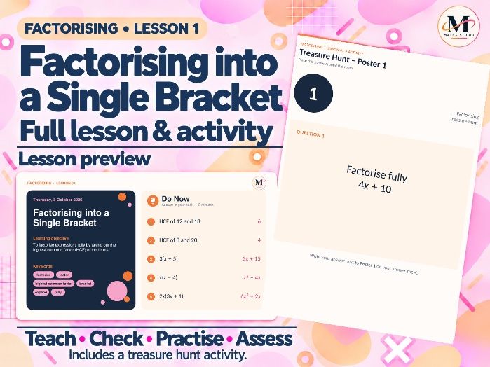 Factorising into Single Brackets | Lesson & Activity