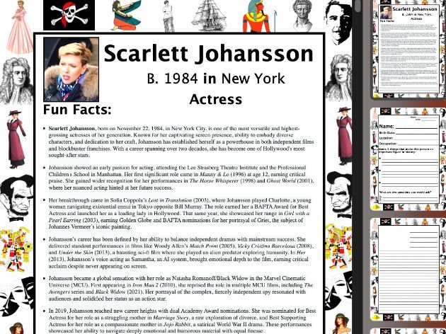 Scarlett Johansson PACKET & ACTIVITIES, Important Historical Figures Series