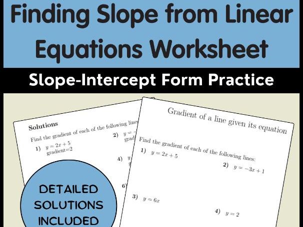Finding Slope from Linear Equations Worksheet | Slope-Intercept Form Practice