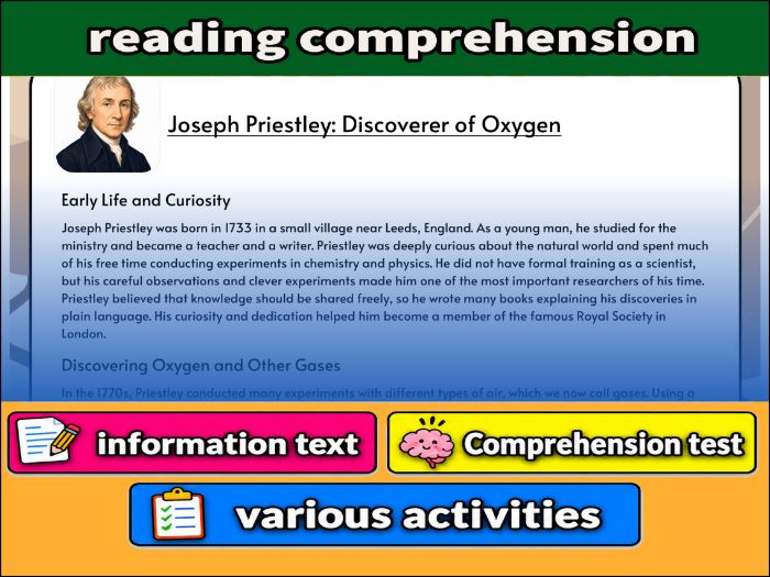 Joseph Priestley: Discoverer of Oxygen- Reading Comprehension, Worksheet & Activities