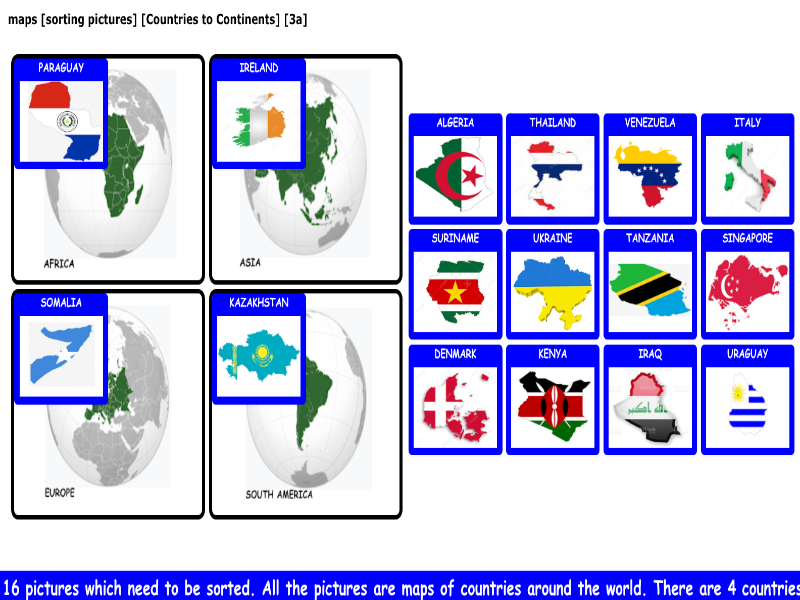 maps [sorting pictures] [Countries to Continents] [3a]