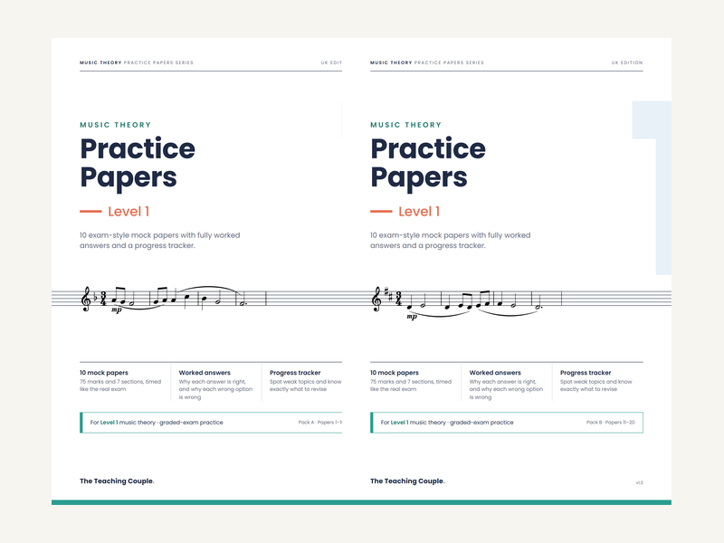 Level 1 Music Theory Practice Papers – Packs A + B (20 Mock Papers)