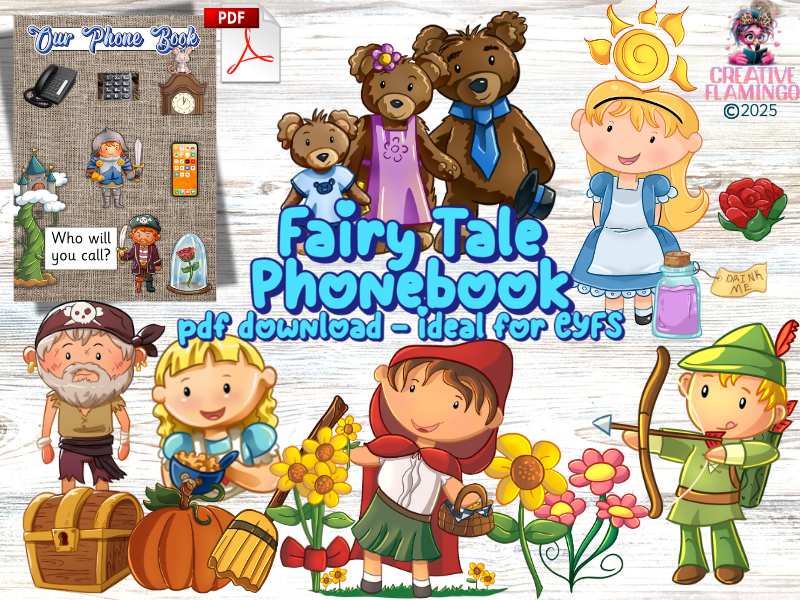 Fairy Tale Phone Book Printable | EYFS Maths Resource | Number Recognition Activity | Role Play