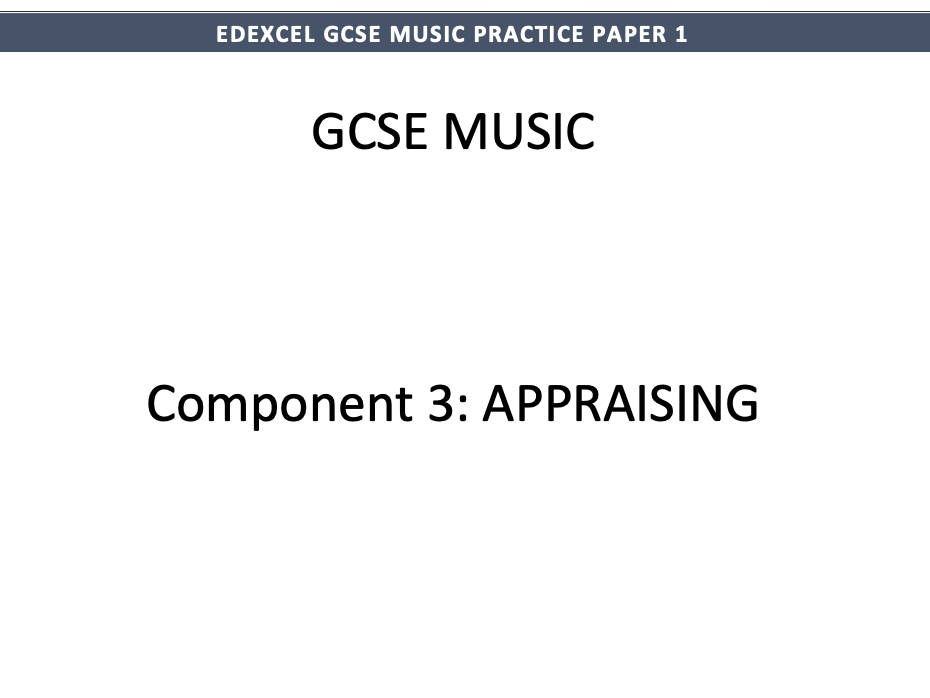 EDEXCEL GCSE Music - Practice Paper 1