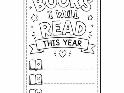 Back to School Bookmark- Books I will Read This year Colouring Template
