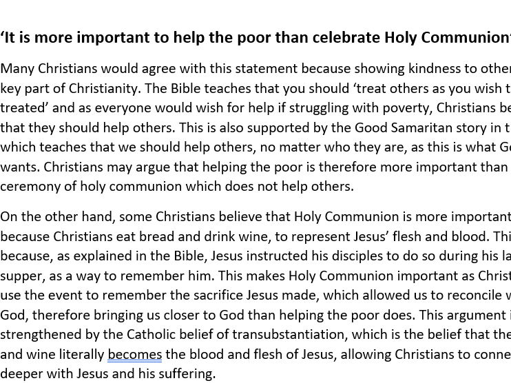 RE AQA Model Answers