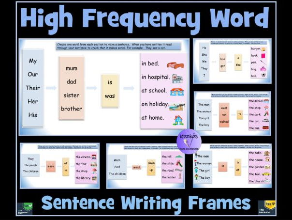 sentence writing high frequency word frames words frames