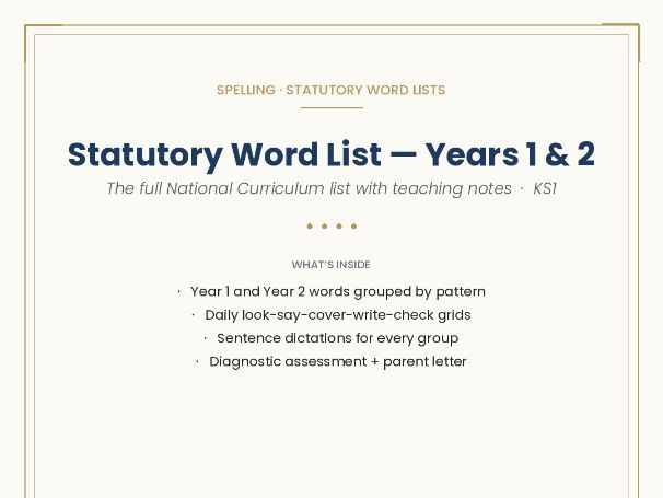 Statutory Word List — Years 1 and 2