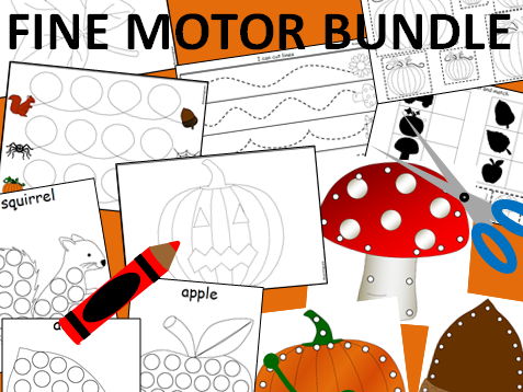 Autumn fine motor control pre-writing activity bundle