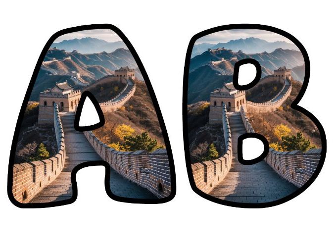 Greatwall Of China Asia Classroom Display | Lettering Set | Upper & Lowercase, 0-9 and Signs