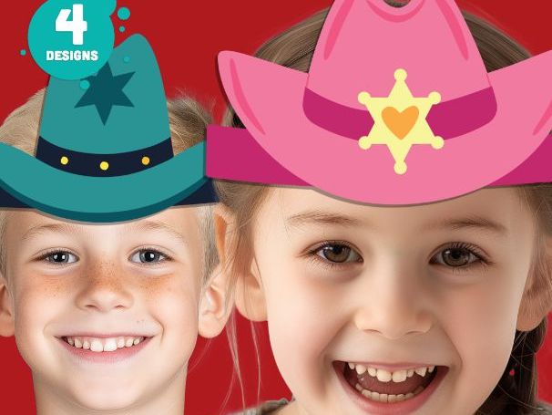 Cowboy Hat Craft, Printable Headband, Cowgirl & Cowboy Wild West Coloring Activity