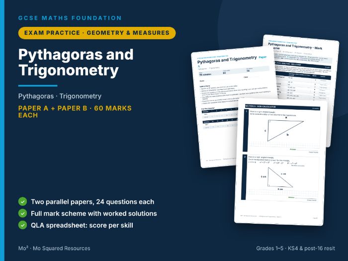 Pythagoras and Trigonometry – GCSE Maths Foundation Exam Practice Pack