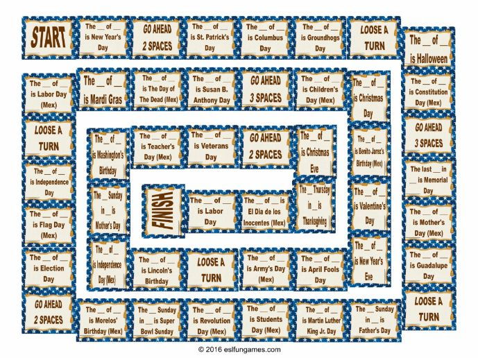U S Vs Mexican Holidays And Dates Board Game Teaching Resources