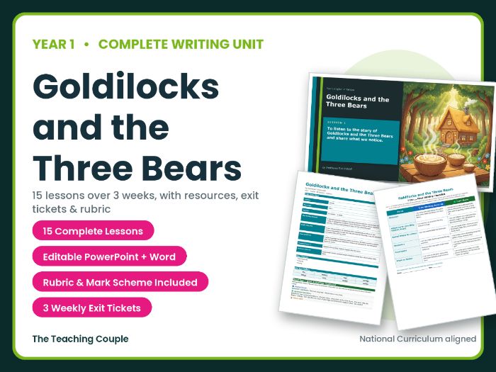 Goldilocks and the Three Bears | Year 1 English Unit | 15 Complete Lessons + Resources