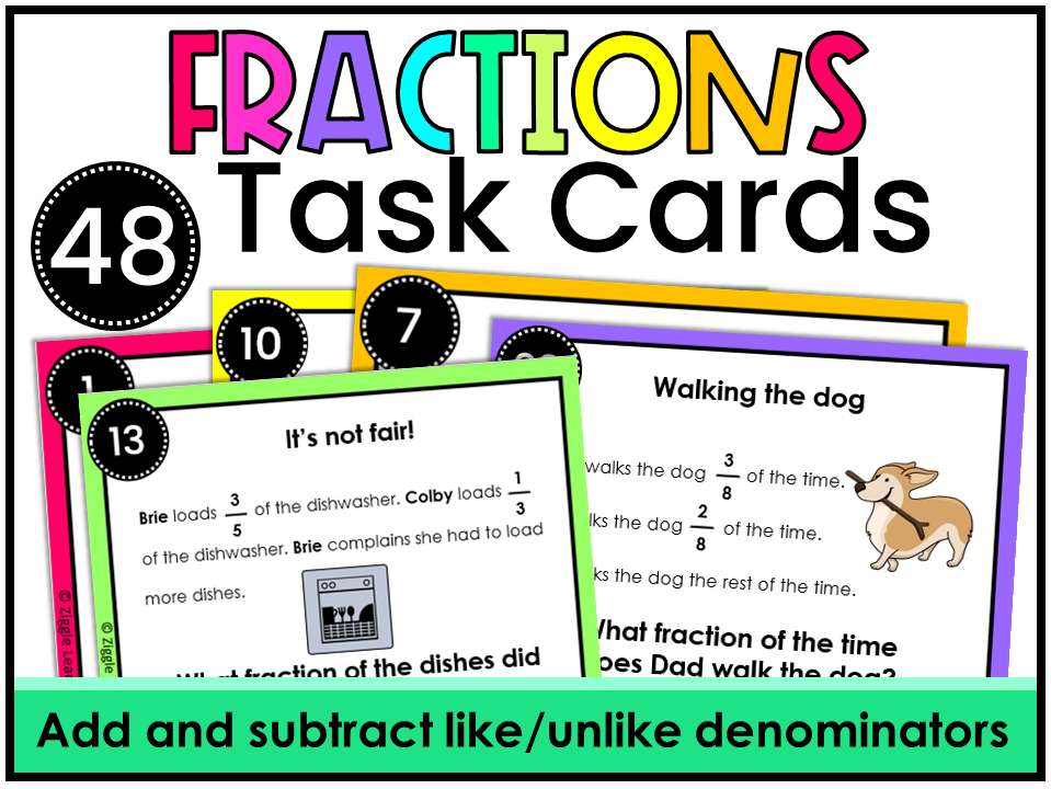 Fraction Word Problems Add and Subtract with Like and Unlike