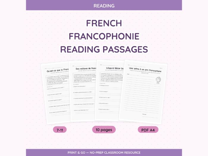 French Francophonie Reading Passages | 10 pp