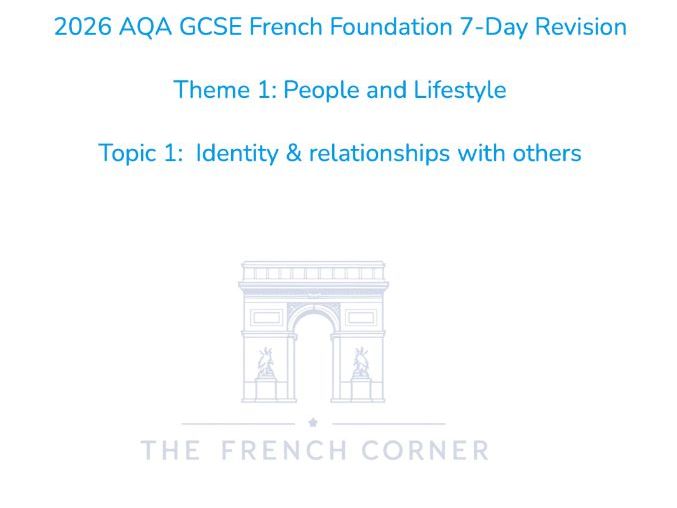 FREE 2026 AQA GCSE Found. Higher – 7-Day Revision Booklet 1.1 Identity & relationships with others