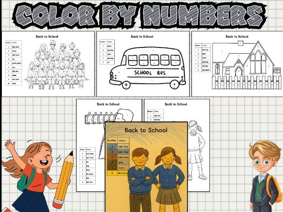 Back to School Color by Number Worksheets