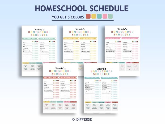 Editable Homeschool Planner | Homeschool Schedule | Daily Routine Chart