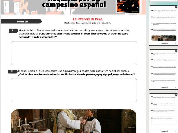 AS/A Level Spanish Guided Reading Worksheet: Réquiem por un campesino español (Parte III)