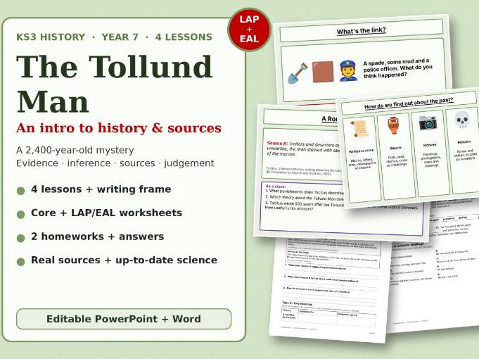 The Tollund Man: Year 7 Introduction to History and Sources (4 Lessons, KS3)