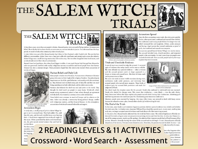 Salem Witch Trials Reading Comprehension