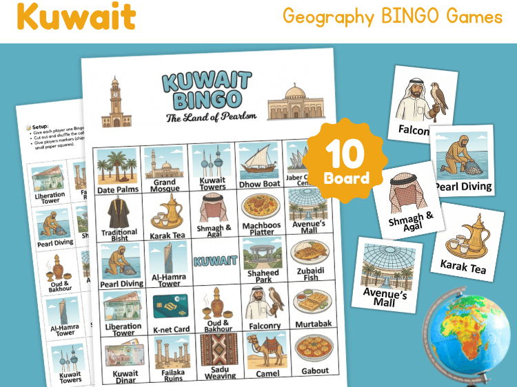 Kuwait Geography Bingo Game | Country Study & Culture Activity