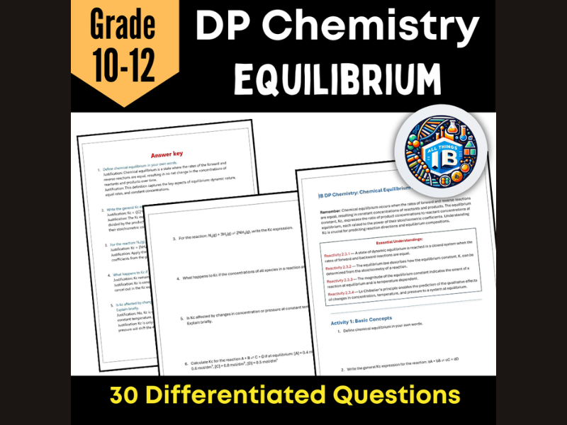 IB DP Chemistry Reactivity, Kc & Le Chatelier Worksheet 2026