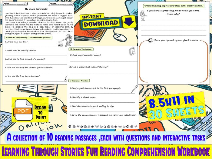 Learning Through Stories: Fun Reading Comprehension Workbook for Kids