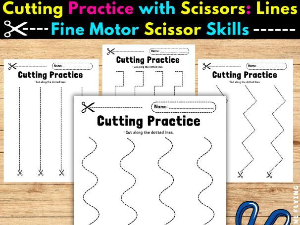 Cutting Practice with Scissors: Lines - Fine Motor Scissor Skills