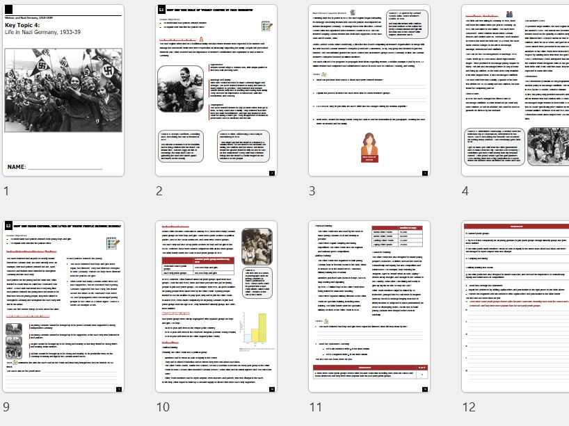 EDEXCEL Weimar and Nazi Germany, 1918-39 KT4 Life in Nazi Germany Workbook