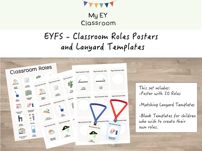 Classroom Roles/ Jobs Posters & Lanyard Inserts | Early Years - (20 Jobs)