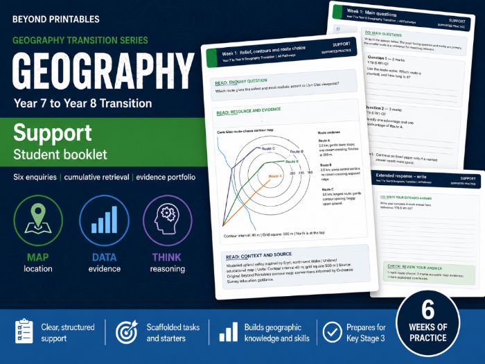 Year 7 to Year 8 Geography Summer Transition Booklet – Support | KS3 with Answers