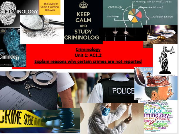 Criminology Unit 1-AC1.2: Explain reasons why certain crimes are not reported -Lesson & Activities