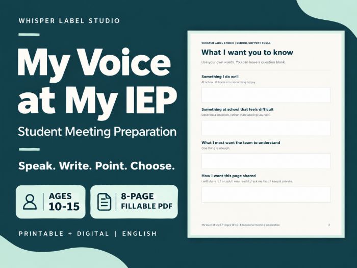 My Voice at My IEP: Student Meeting Prep